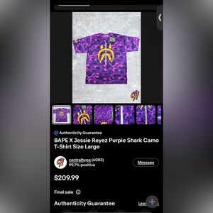 Bape Purple Camo Shark Tee